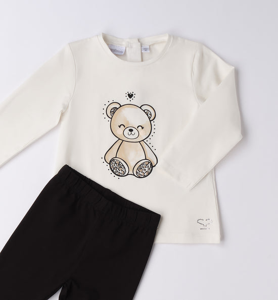 Sarabanda girls leggings set with teddy bear detail on the front 