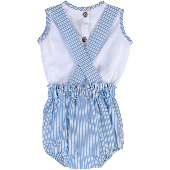 Blue Striped Dungarees and Vest 337 - Lala Kids 