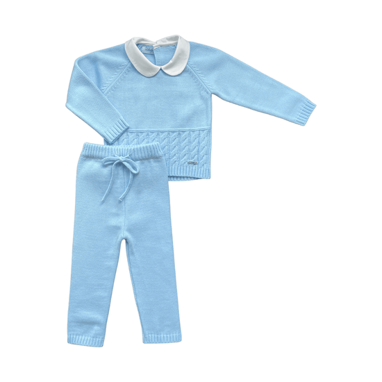 Pale Blue Knitted Tracksuit 3262 - Lala Kids 