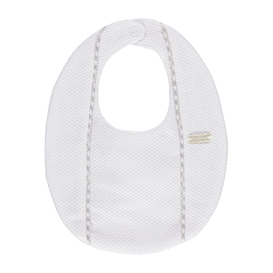 White and grey bib for baby boys - baby gifts
