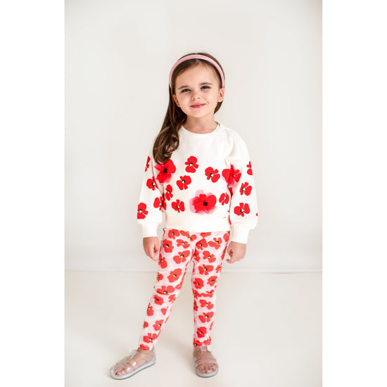Catamini white jumper with red poppy detailing  