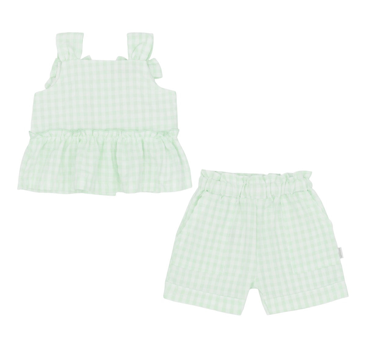 Pastels & Co girls mint green gingham shorts set