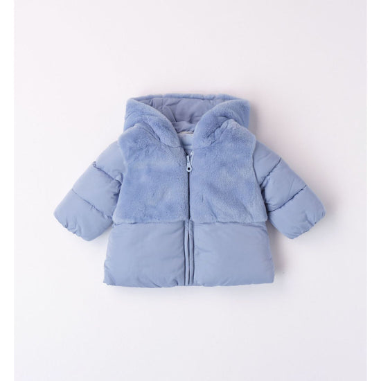 Load image into Gallery viewer, Powder Blue Faux Fur Padded Coat 3288 - Lala Kids 
