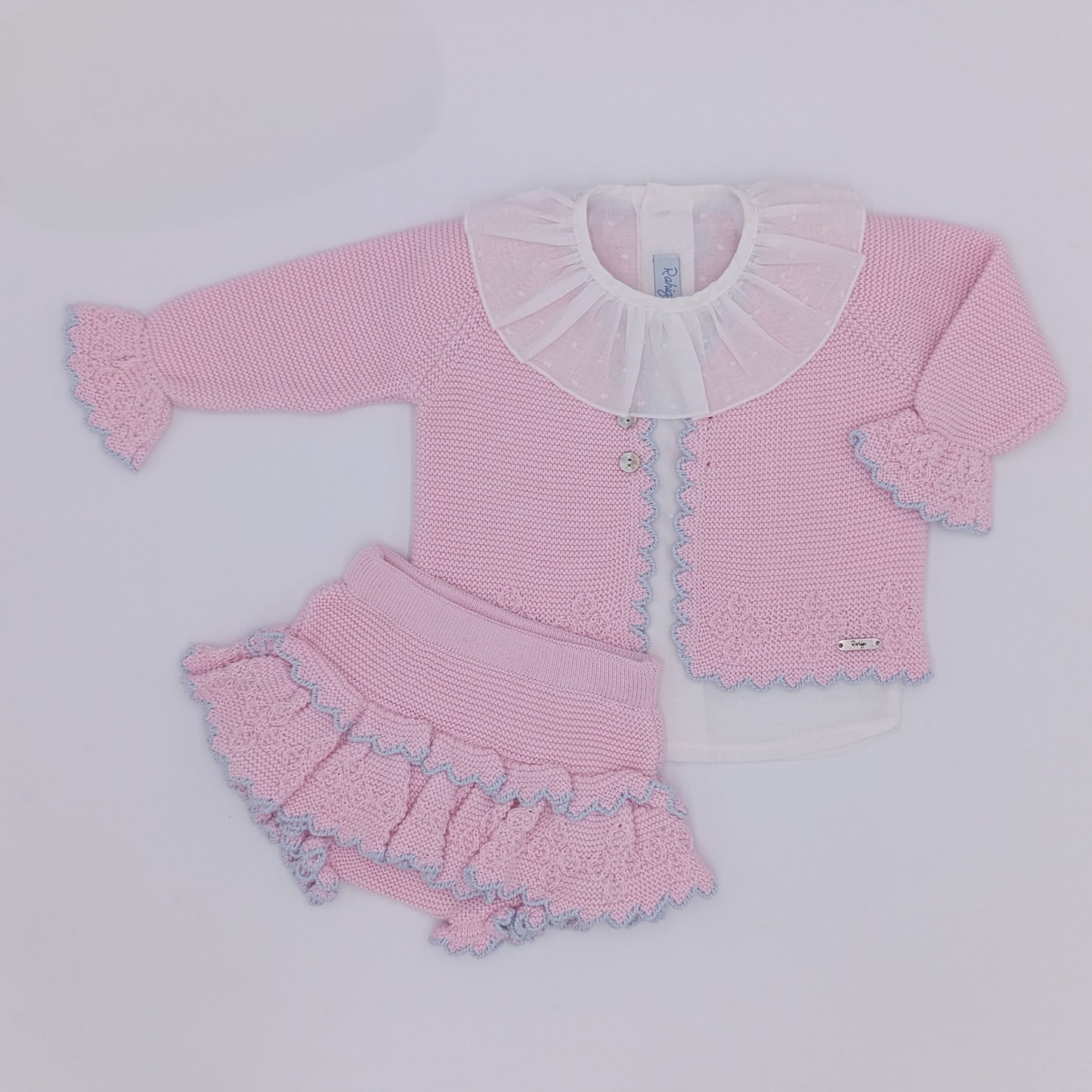 Rahigo SS26 girls baby pink and blue filly jam pants set 