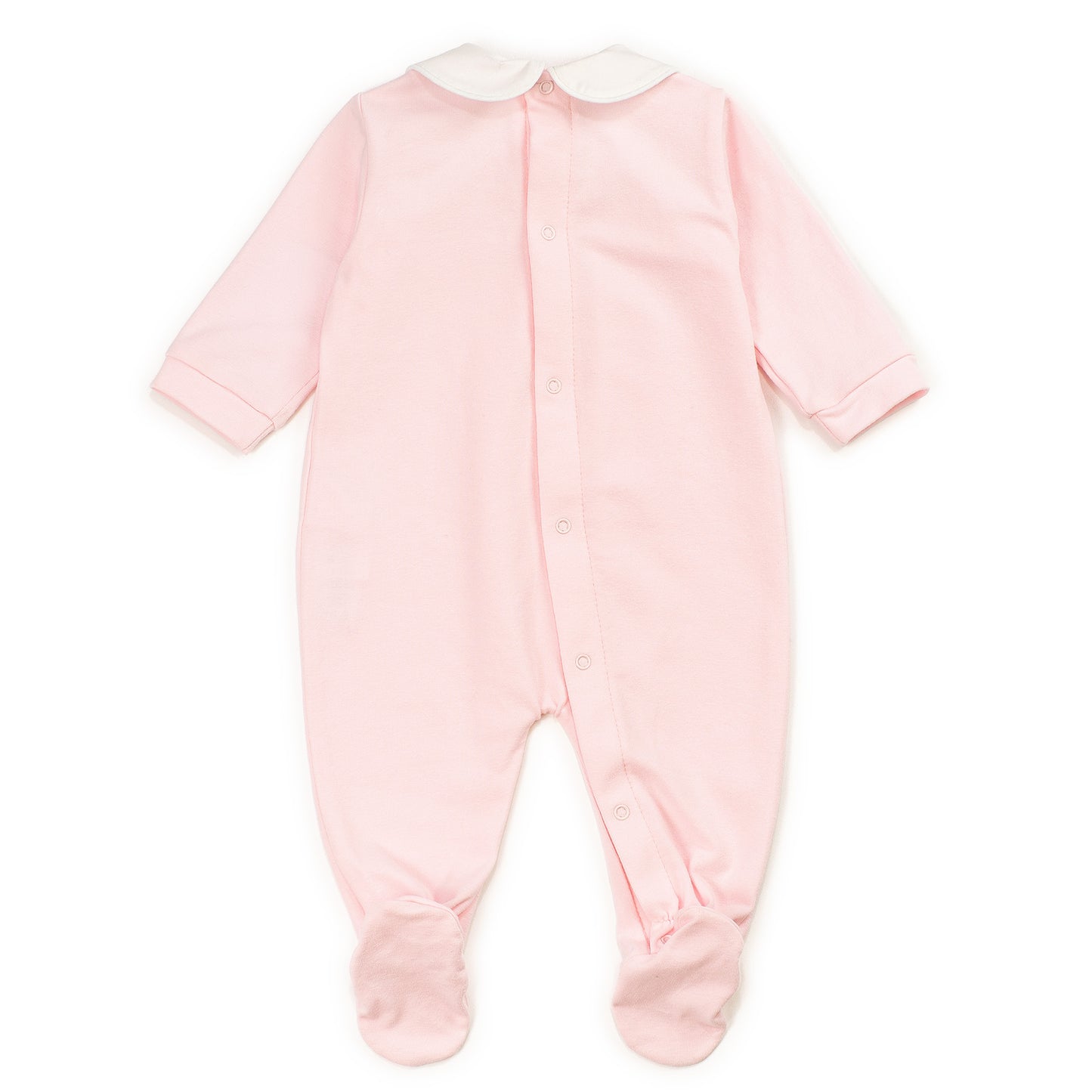 Pale Pink Baby Grow With Floral Embroidery Coccode – Adora