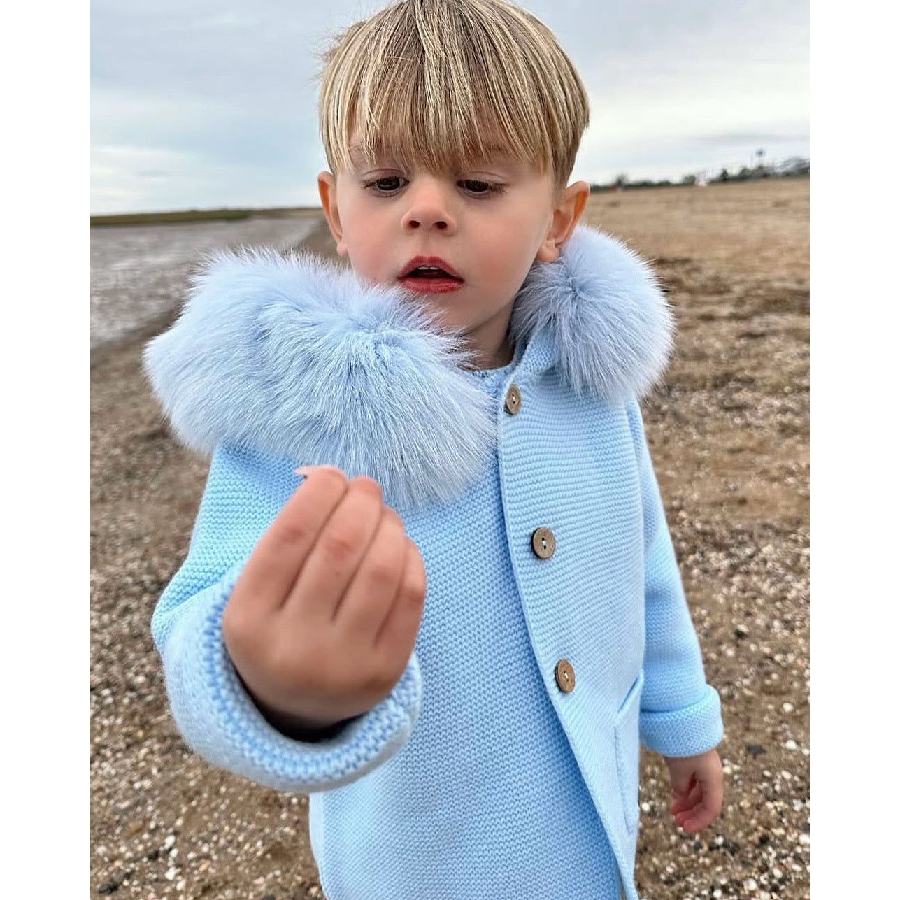 Coat Rahigo Outlet Caramelo Girls Navy Frill Bow Coat