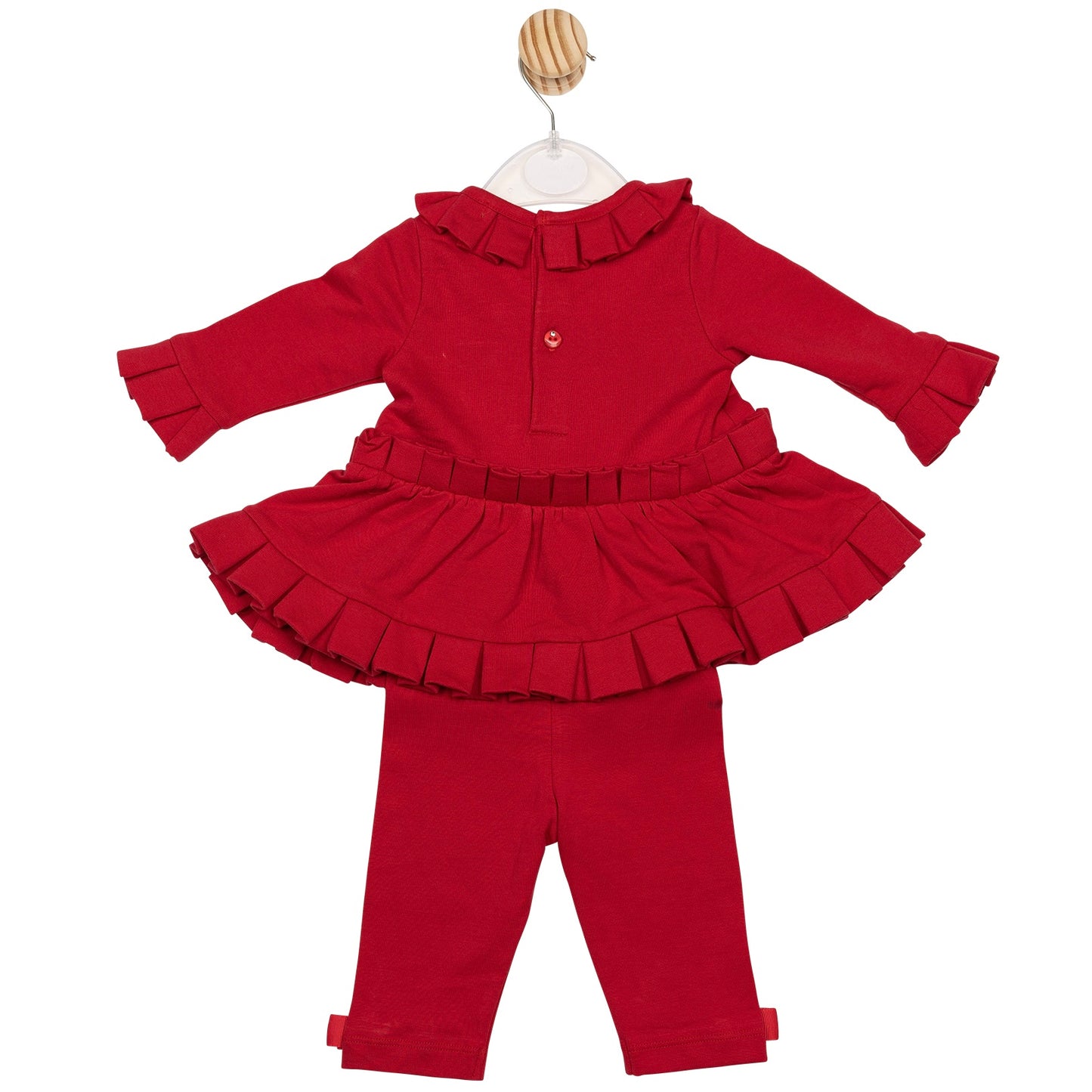 Mintini girls red leggings set with pleat detailing 