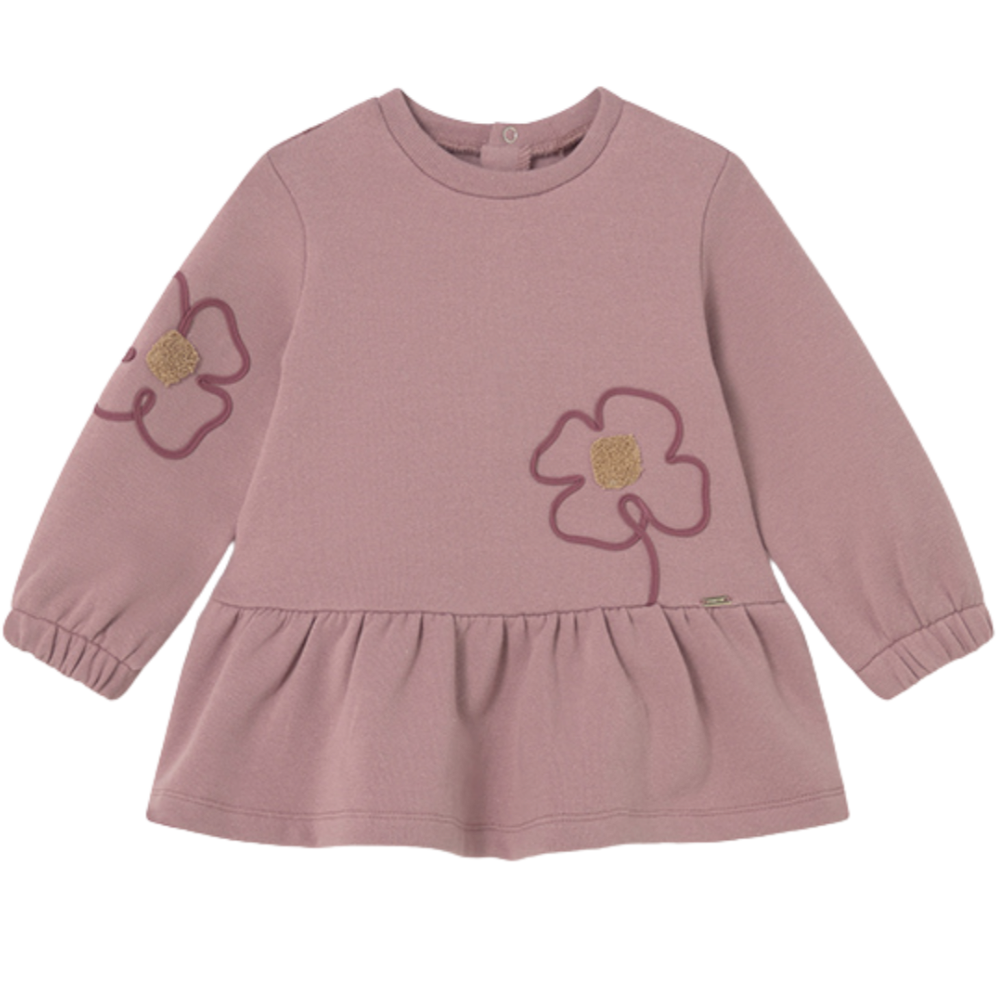 Blush Pink Jersey Dress With Flower Detail 9047