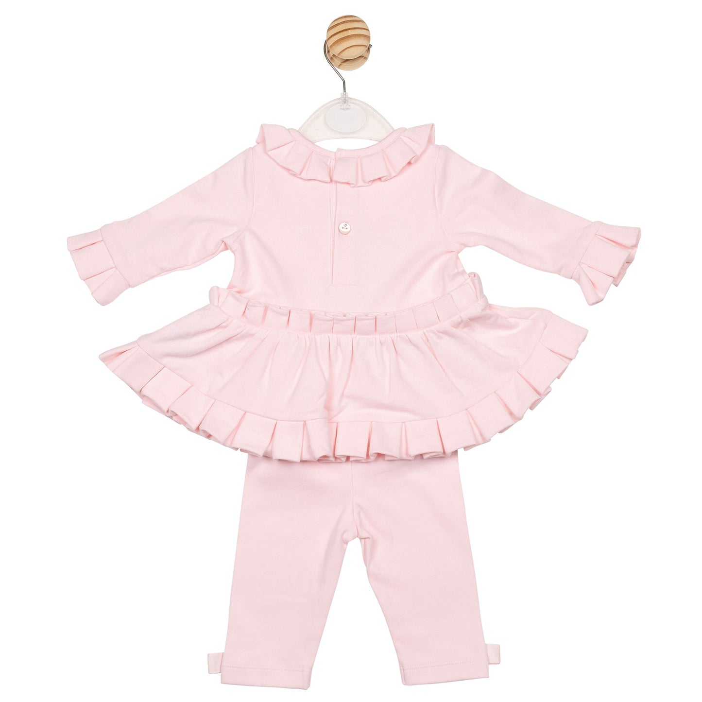 Mintini baby pink pleated tunic and leggings set for girls 