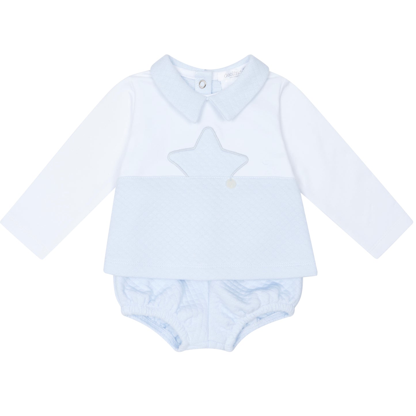 Deolinda baby boys white and blue star jam pants set 