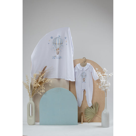 Baby boys swaddle blanket and baby grow from Jamiks - Adora Childrenswear 