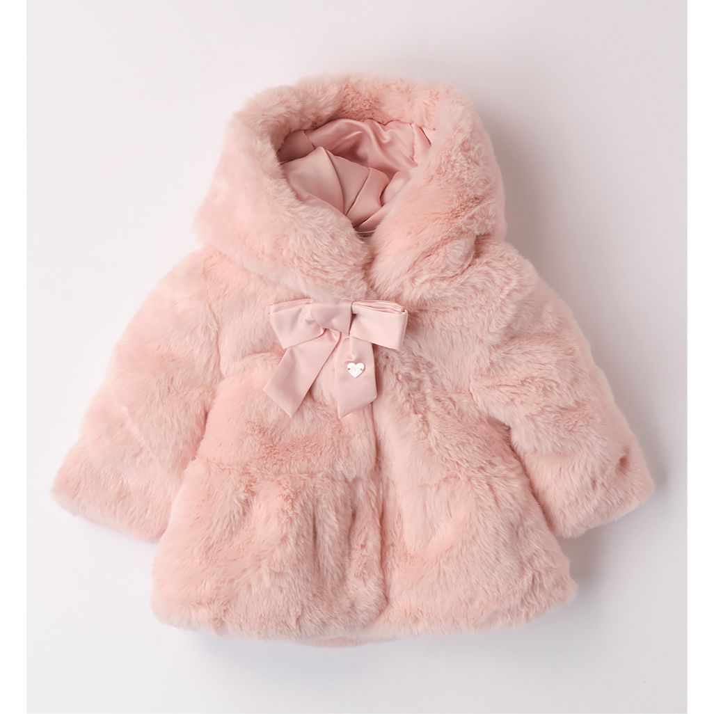 Dusky Pink Fur Coat With Hood Baby Coats Minibanda Adora Childrenswear