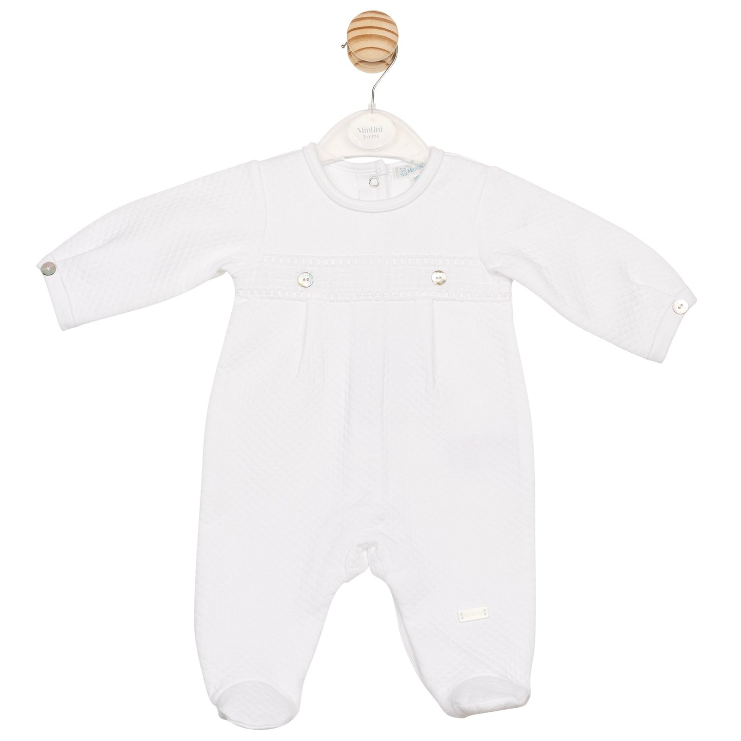 Mintini white unisex all in one babygrow 