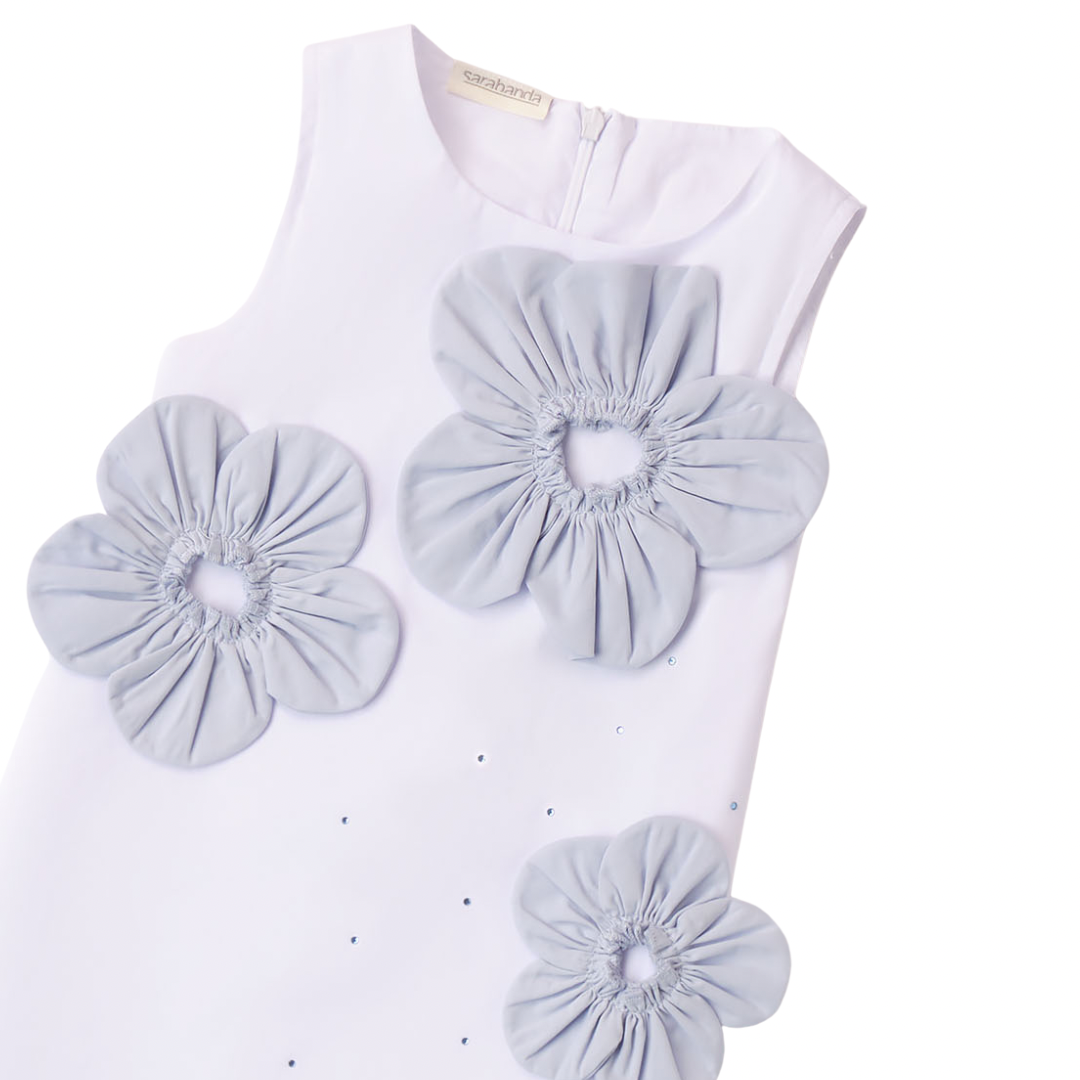 White and blue floral summer dress - Adora Childrenswear 