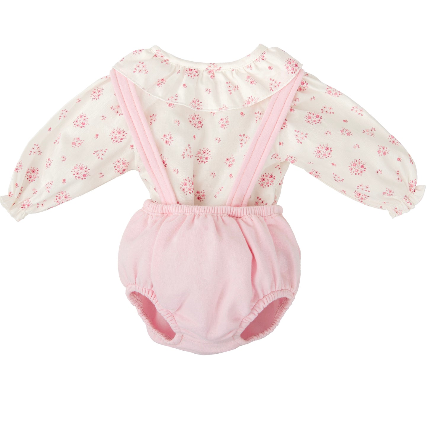 Babidu baby girls pink romper and floral blouse set 
