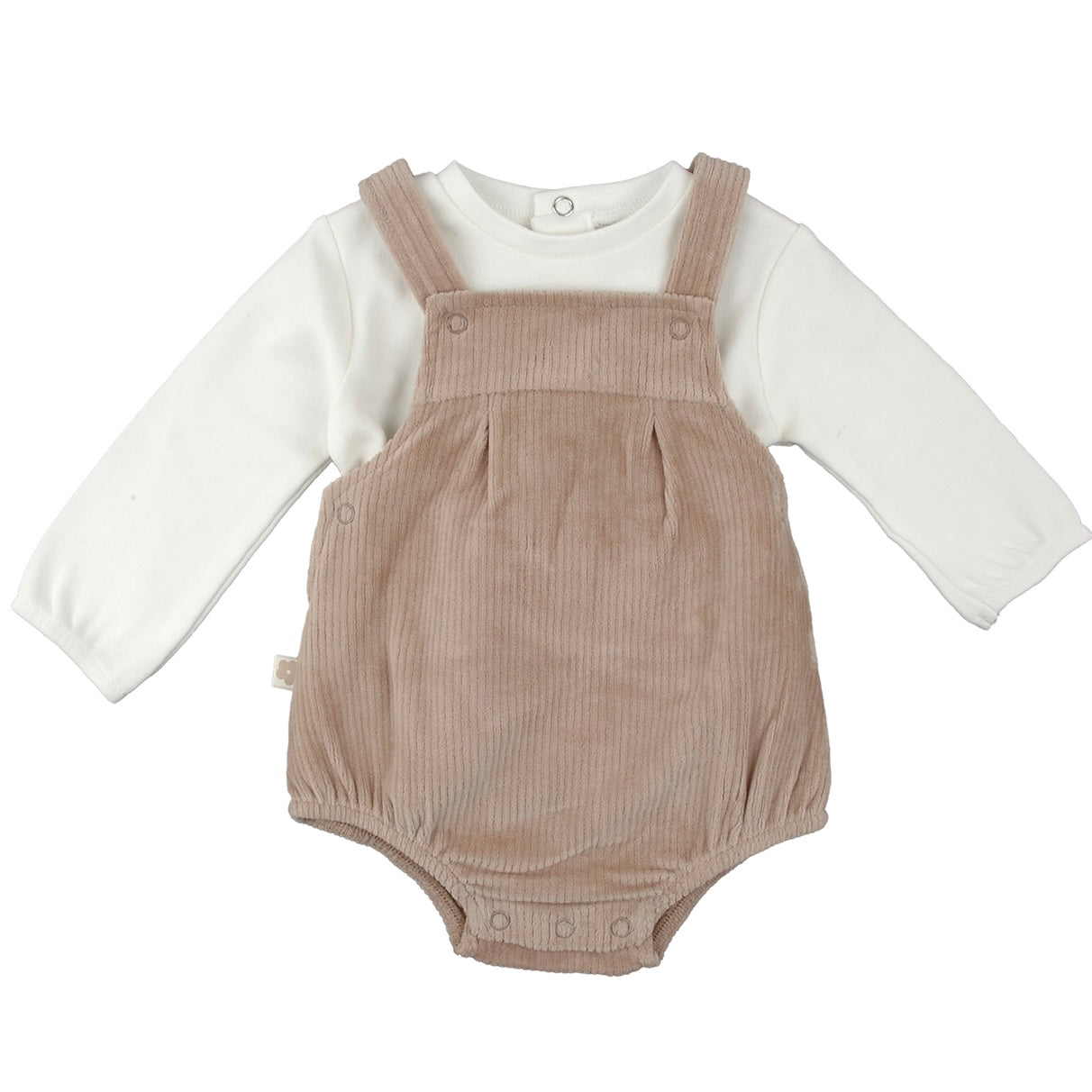 Baby boys dark beige romper and white top set - Adora Childrenswear