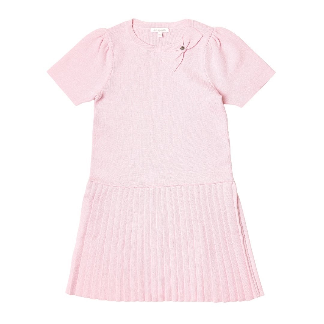 Lili Gaufrette pink pleated knitted dress 
