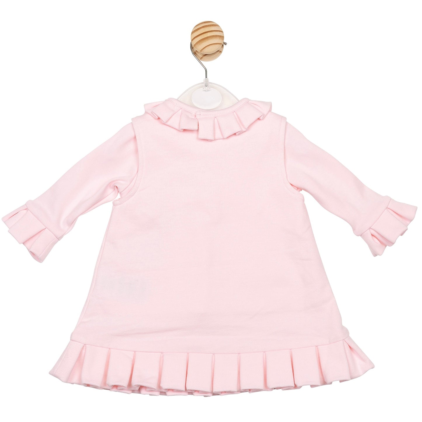 Mintini baby girls pink pleated pinafore dress and top  