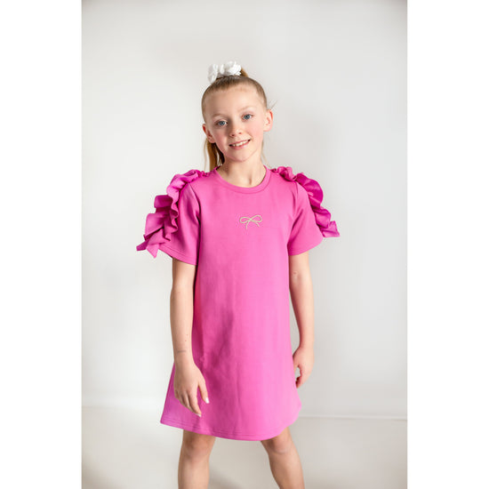 Load image into Gallery viewer, Lily Gaufrette girls pink ruffle dress 
