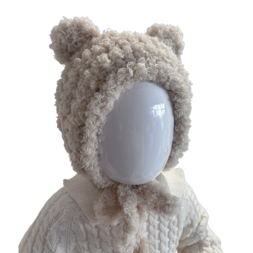 Baby girls and baby boys cream teddy bear hat with ears - Adora Childrenswear 