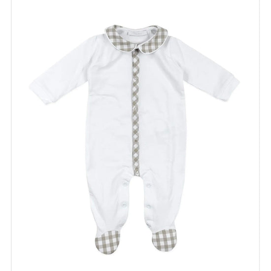 Beige check and white cotton baby grow - Adora Childrenswear 