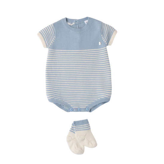 Baby boys light blue romper and socks - Adora Childrenswear