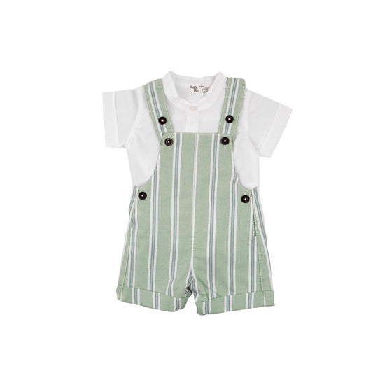 Green striped dungarees and short for boys - Adora Childrenswear
