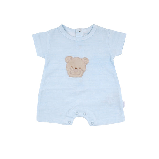 Baby boys pale blue teddy bear romper - Adora Childrenswear