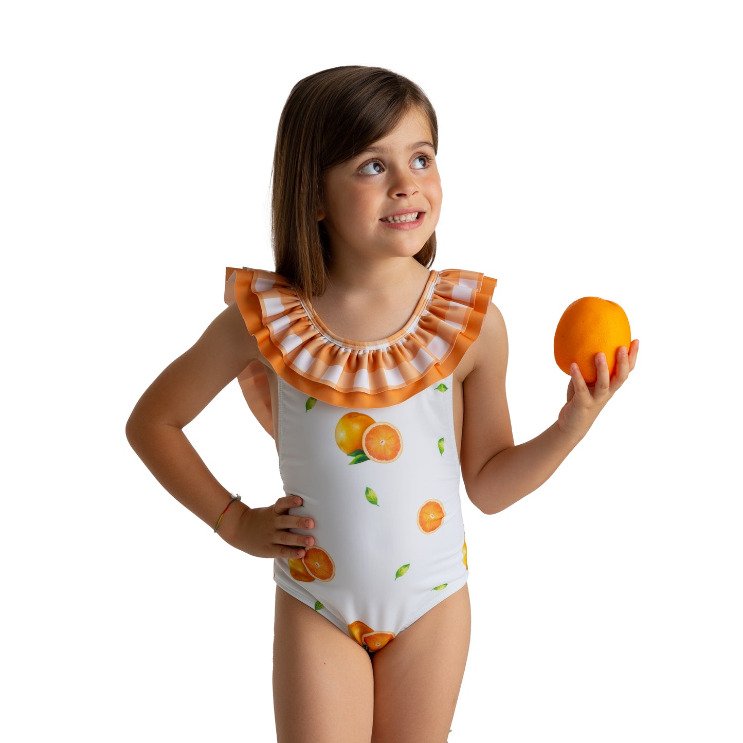 Meia Pata oranges swimming costume for girls - Adora