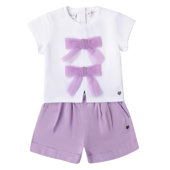 Girls Summer lilac shorts set by Sarabanda - Adora Childrenswear