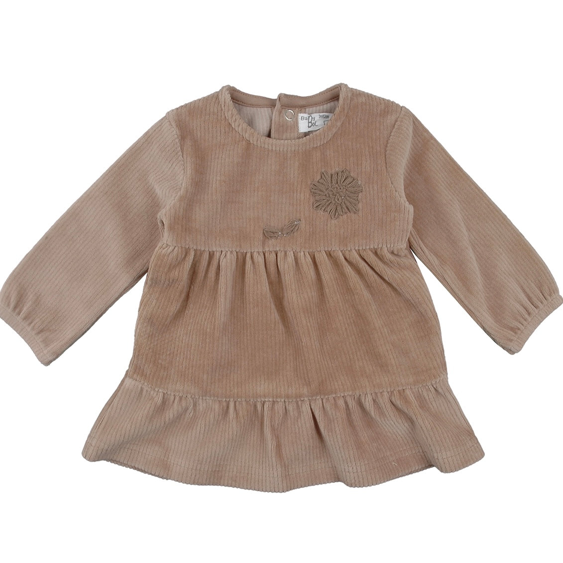 Baby girls dark beige soft corduroy dress - Adora Childrenswear