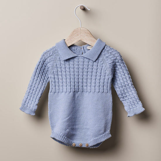 Wedoble boys blue knitted romper - Adora Childrenswear 