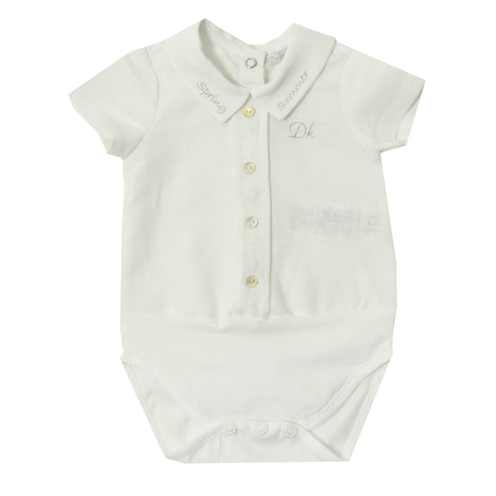 Dr Kid white cotton shirt style bodysuit - Adora Childrenswear