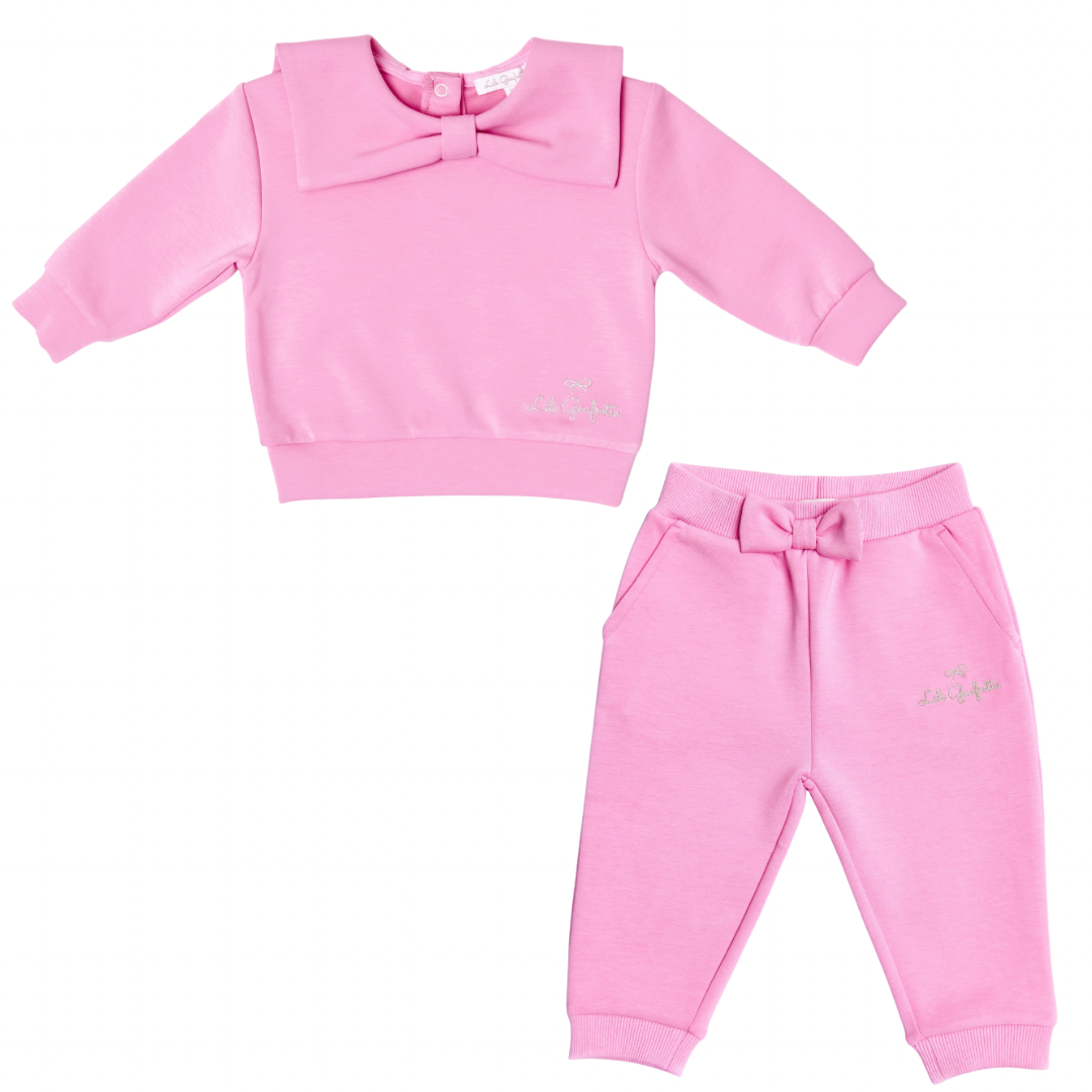 Lili Gaufrette bubblegum pink bow tracksuit 