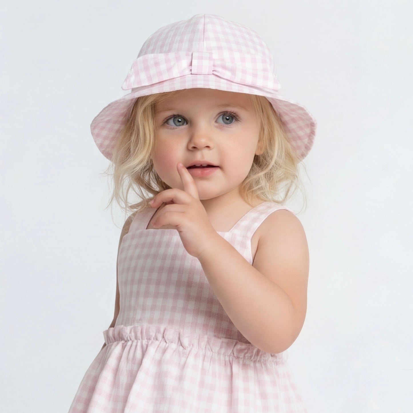 Pink gingham sun hat  