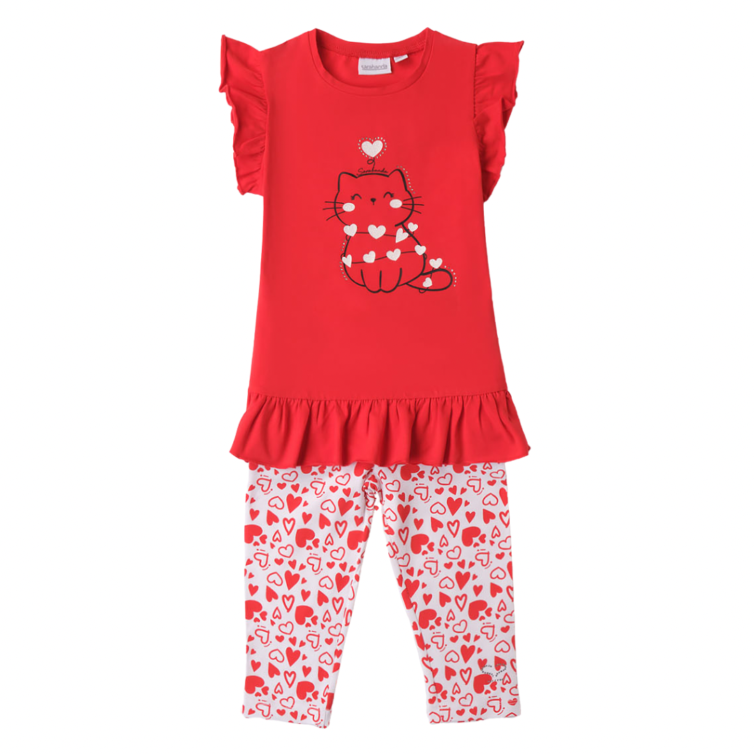 Girls red leggings set by Sarabanda - Adora Childrenswear