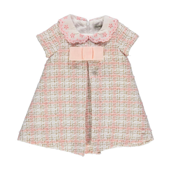 Pink tweed dress for baby girls by Piccola Speranza