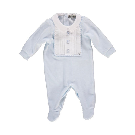 Load image into Gallery viewer, Luxury pale blue baby grow by Piccola Speranza
