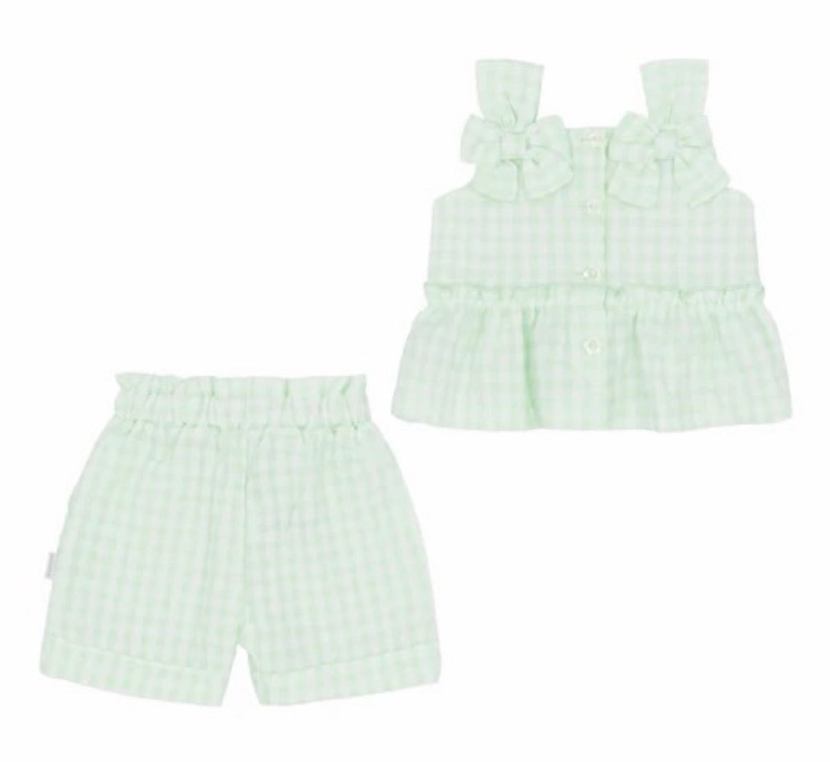 Pastels & Co mint green gingham shorts set 
