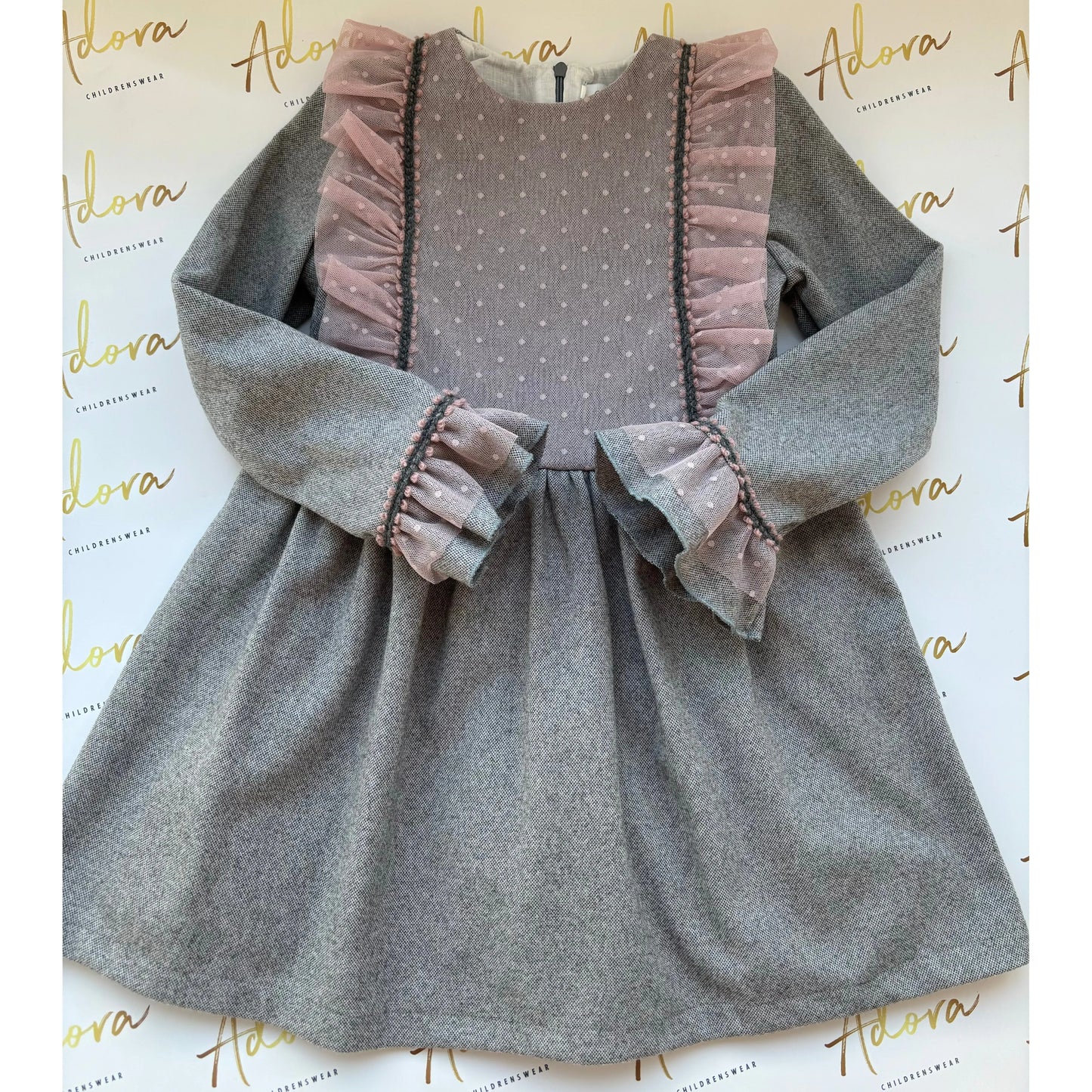 Girls grey and pink tulle dress