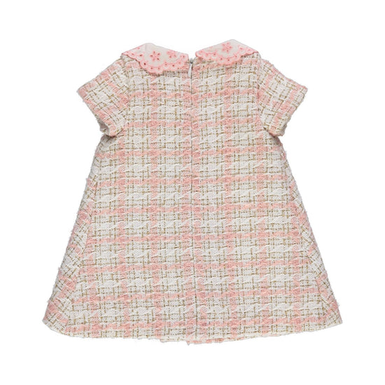 Piccola Speranza pink tweed dress for baby girls