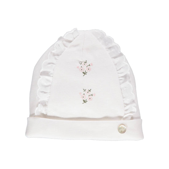 Load image into Gallery viewer, White cotton baby hat by Piccola Speranza
