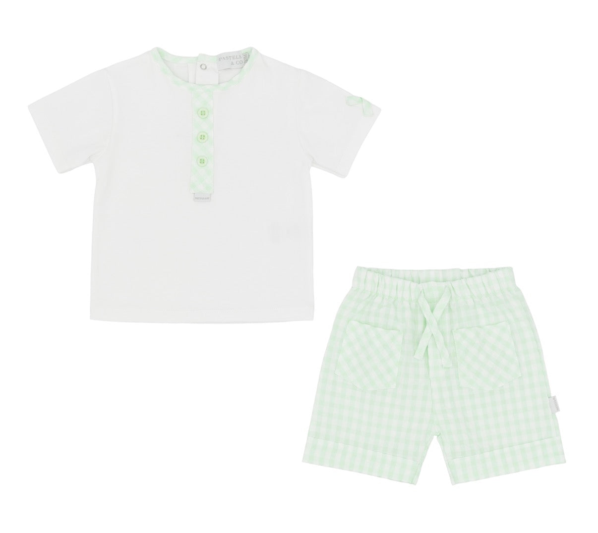 Pastels & Co boys mint green gingham shorts set 