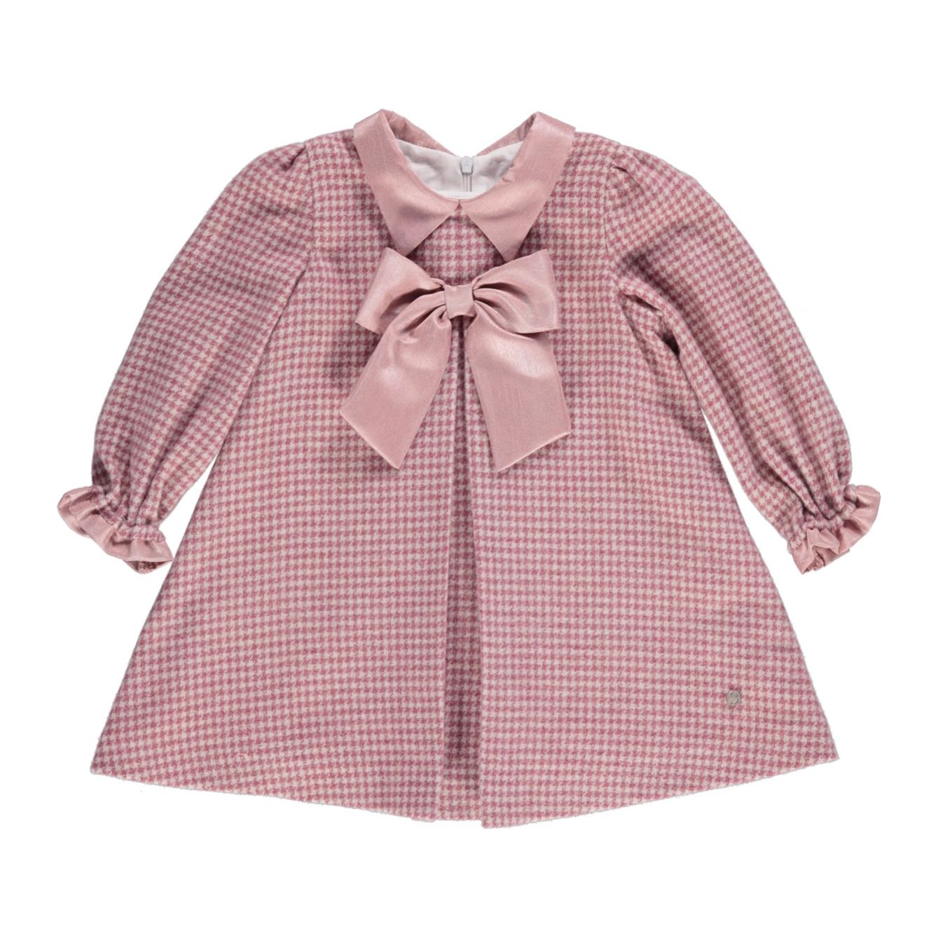 Pink dogtooth dress for little girls