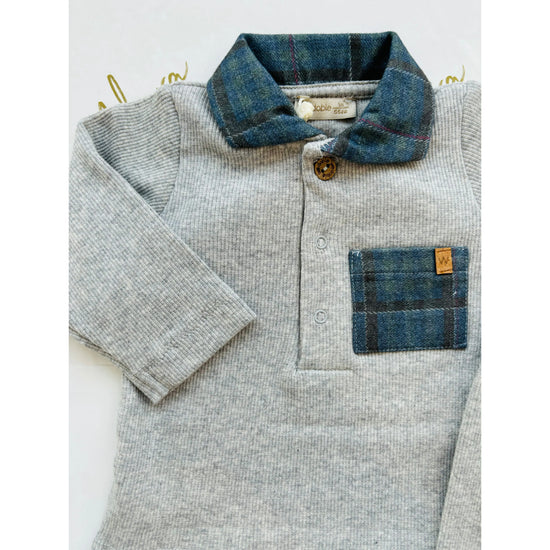 Grey ribbed cotton pyjamas for baby boys from Wedoble