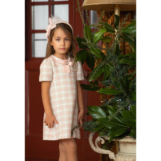 Load image into Gallery viewer, Pale Pink Tweed Dress With Bow 3361
