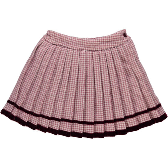 Pink dogtooth skirt for girls by Piccola Speranza