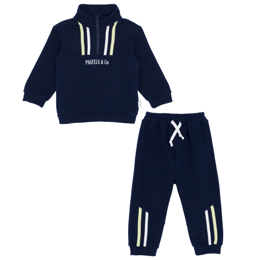Pastels boys navy tracksuit with stripe detailing 