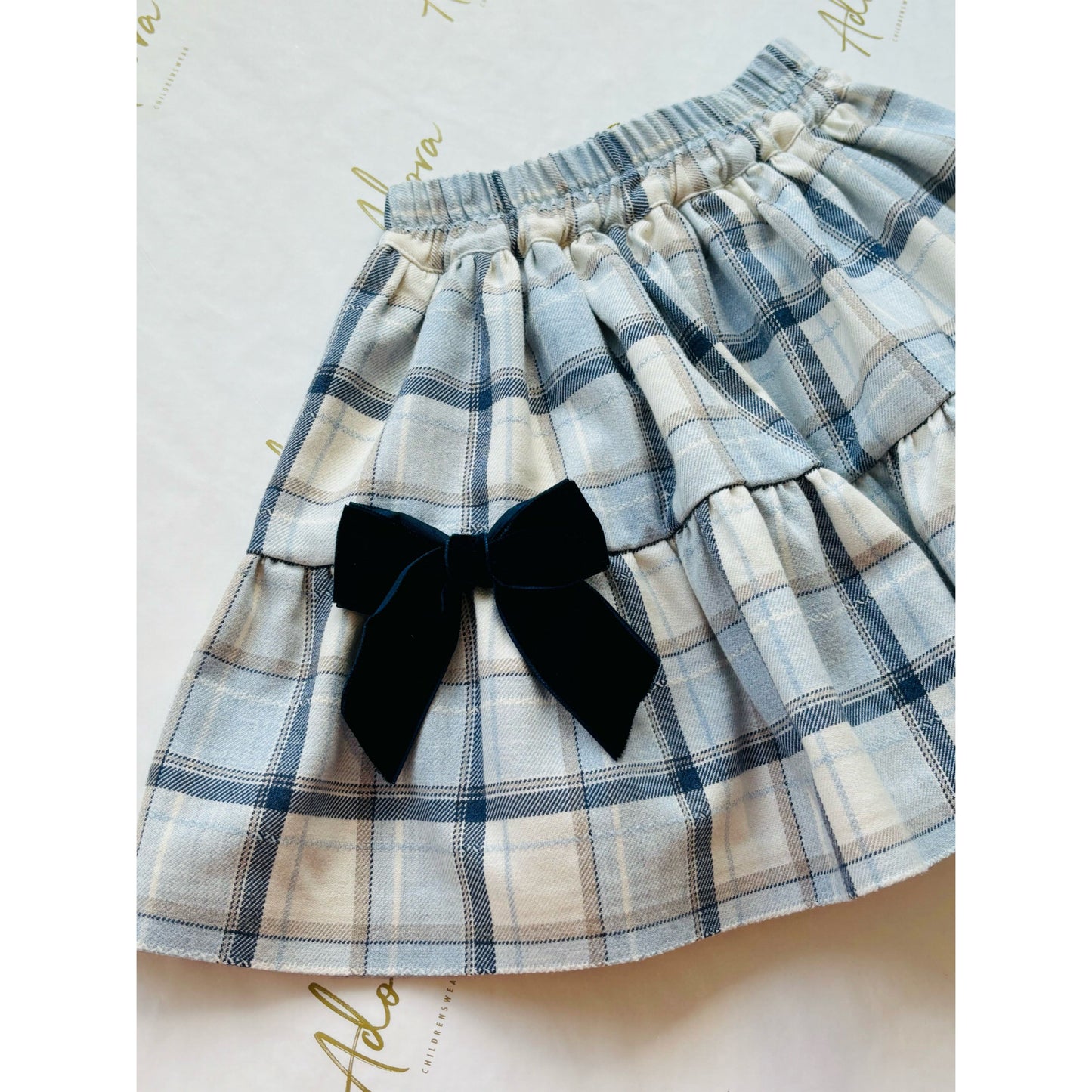 Load image into Gallery viewer, Navy checked skirt for girls - Piccola Speranza
