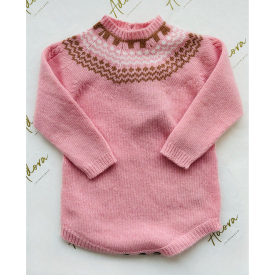 Pink knitted baby romper - Wedoble 